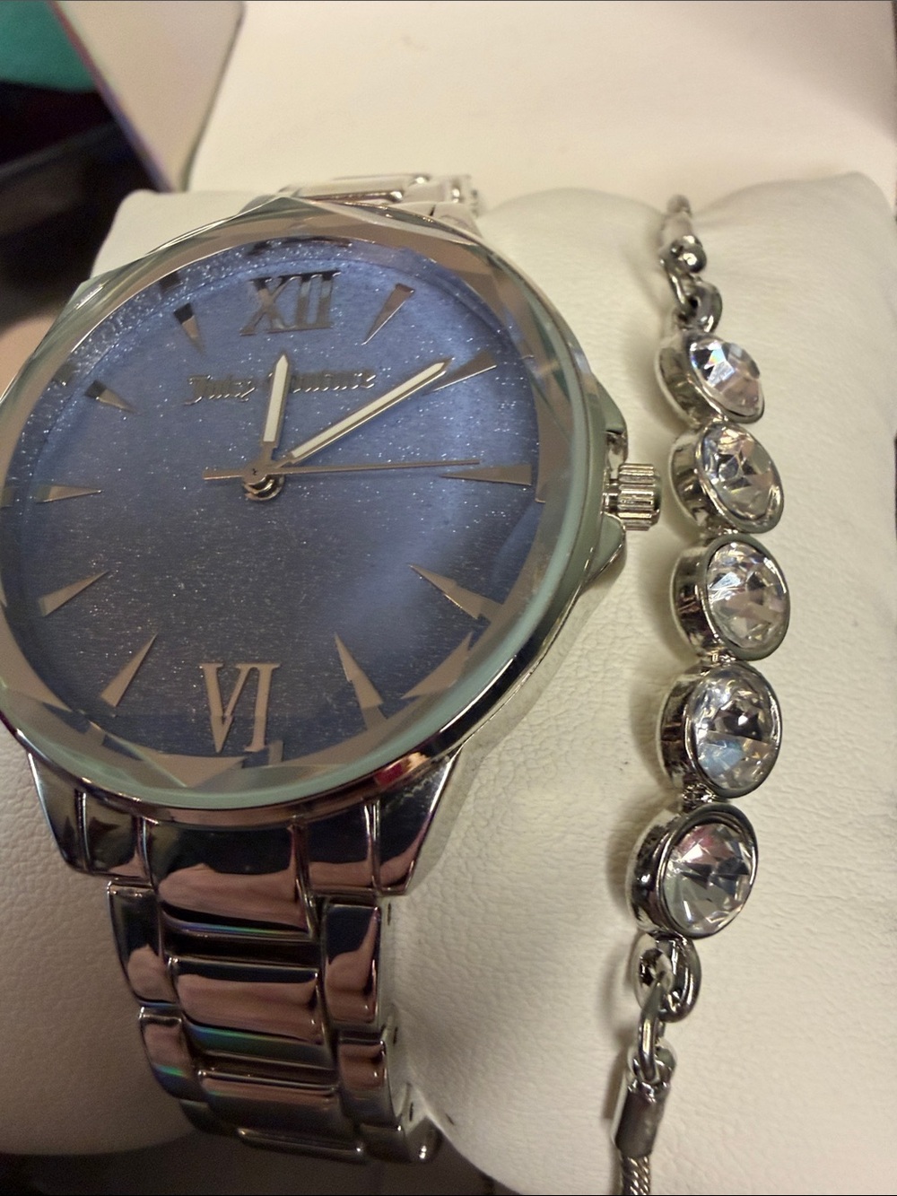 Juicy Couture Silver Bracelet Watch with Blue Sparkle Dial with bracelet - Picture 4 of 4